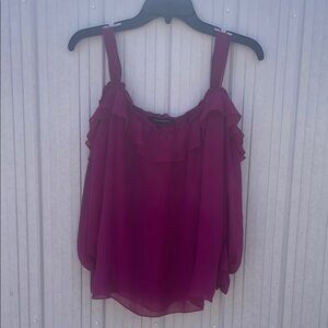 Nanette Lepore Red Sleeveless Ruffled Blouse